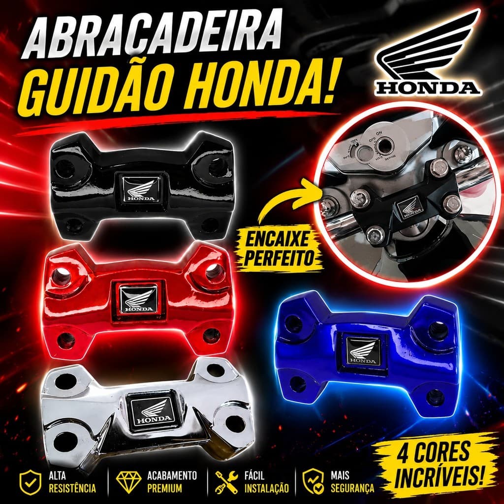 Mesa Cadeado de Guidão Moto Honda Trava Cargo Titan Fan Start Cg 150 160 2014 a 2025 Abraçadeira Guidon