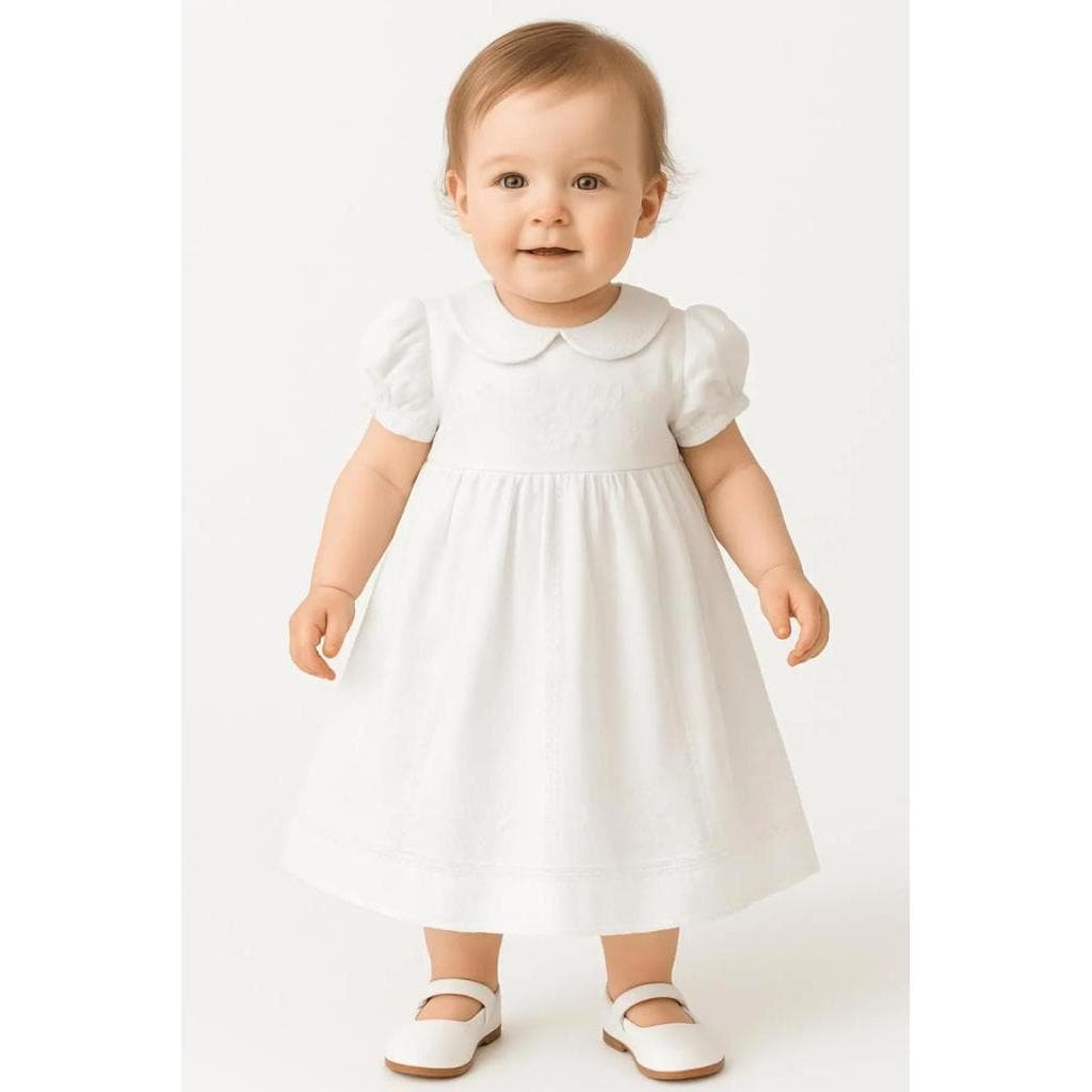 Vestido de Bebê Luxo Batizado Festa Algodão Bordado Papilloo
