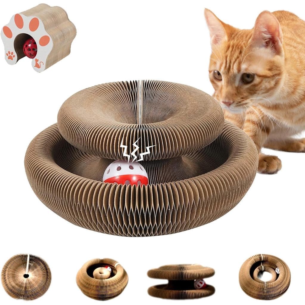 Brinquedo para Gatos, Arranhador Mágico em Forma de Acordeão, Brinquedo Compacto para Gatos, Arranhador Interativo de Pa