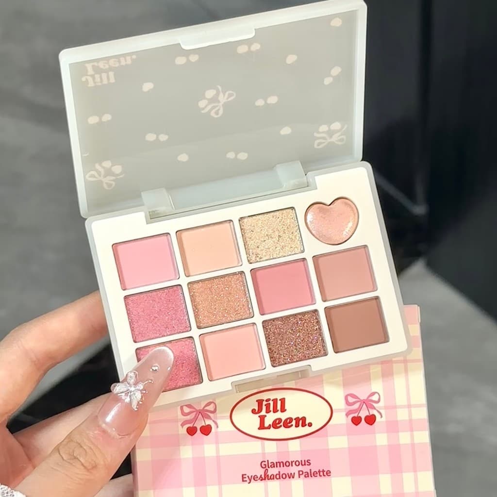 Lindo prato cereja!JILLLEEN Placa Borboleta Doze Cores Sombra Fosca All-Match Linda Placa Perolada Cor Terra