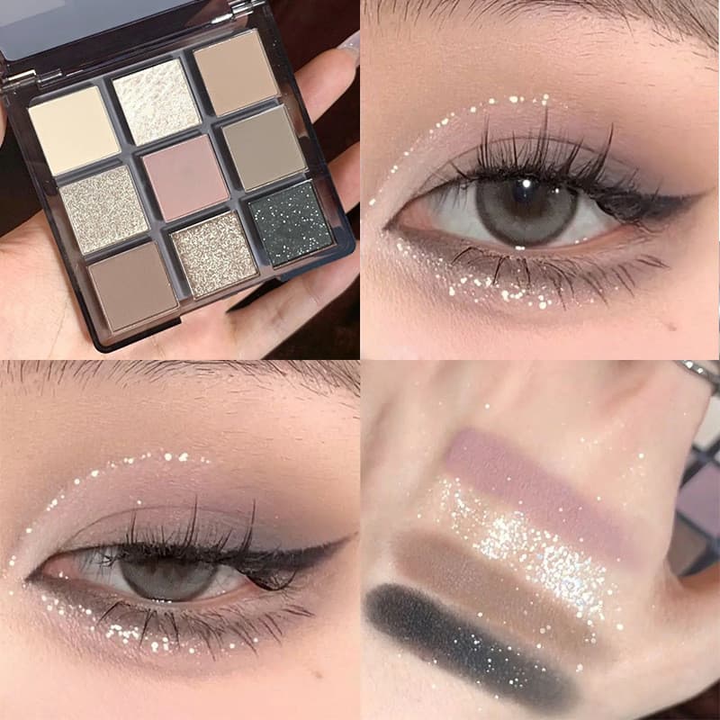 Roto Kuromi Paleta de sombras transparente de nove cores em tom frio perolado fosco barato mesmo estilo paleta de sombra