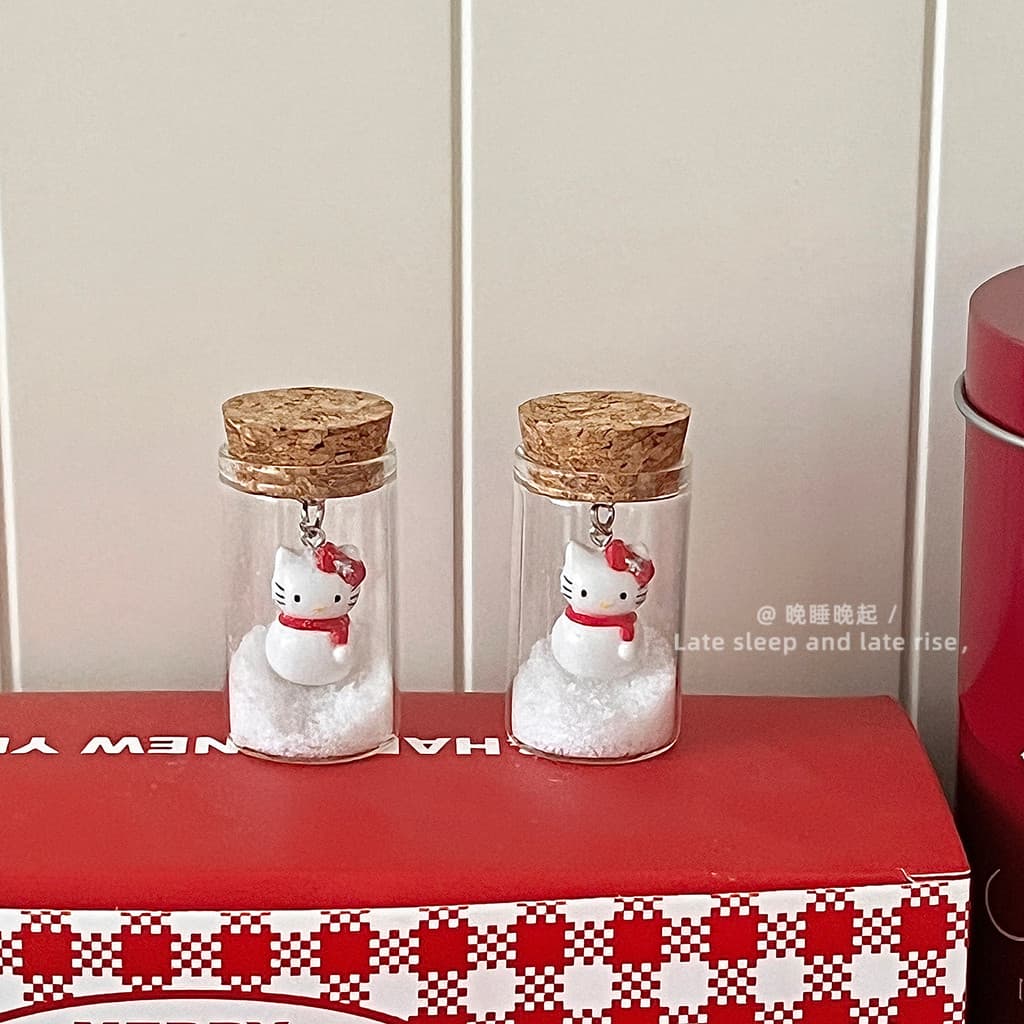 Bonito bonito cura japonês gatinho boneco de neve garrafa pingente Desktop decoração do local de trabalho macio bonito d