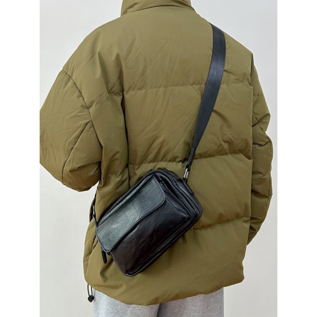 Novo saco quadrado pequeno masculino Commuter negócios simples saco do mensageiro tamanho pequeno bolsa de ombro rua ao