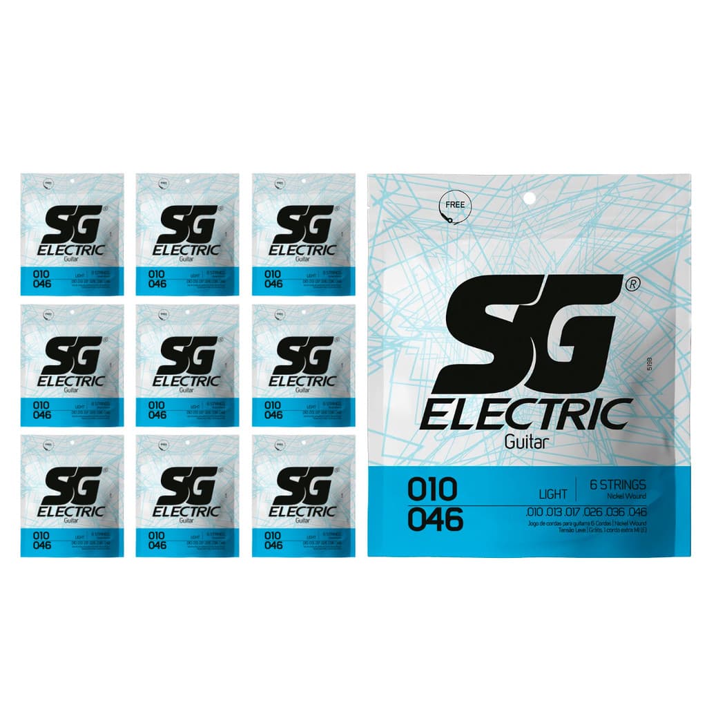 Kit 10 Encordoamento P/Guitarra 010  Leve SG