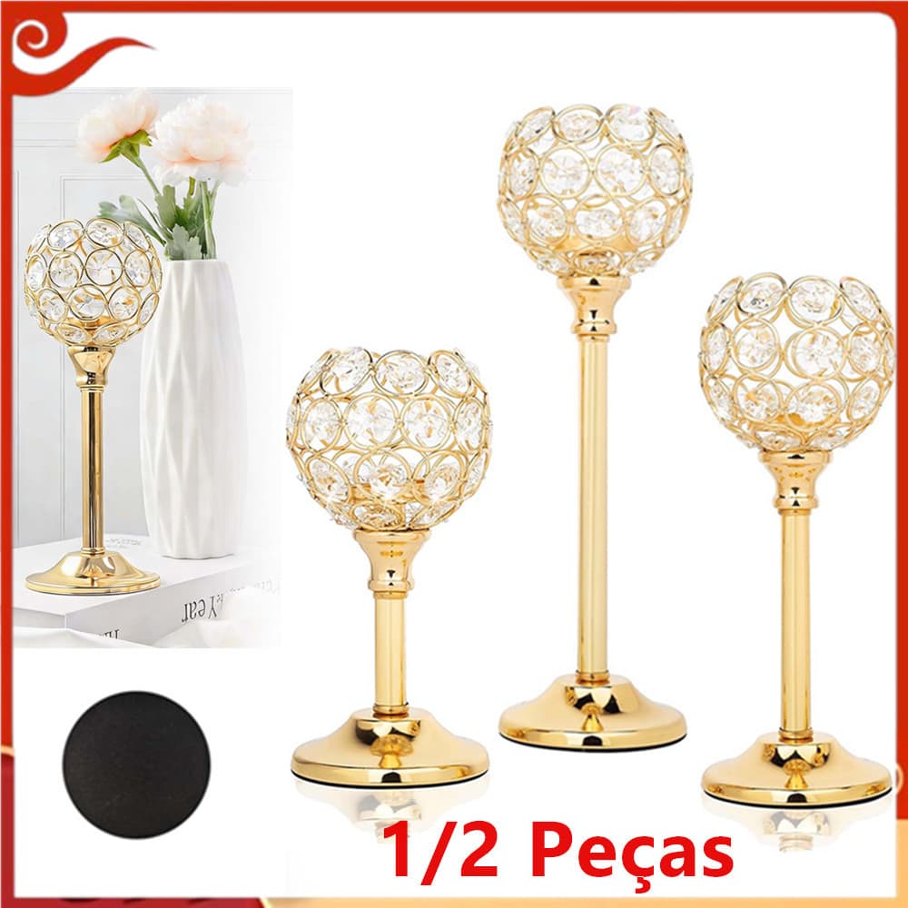 Castiçal de Metal cristal, conjunto de 1/2 peças, 16/21/26cm, adequado para centro de mesa de decoração, lareira