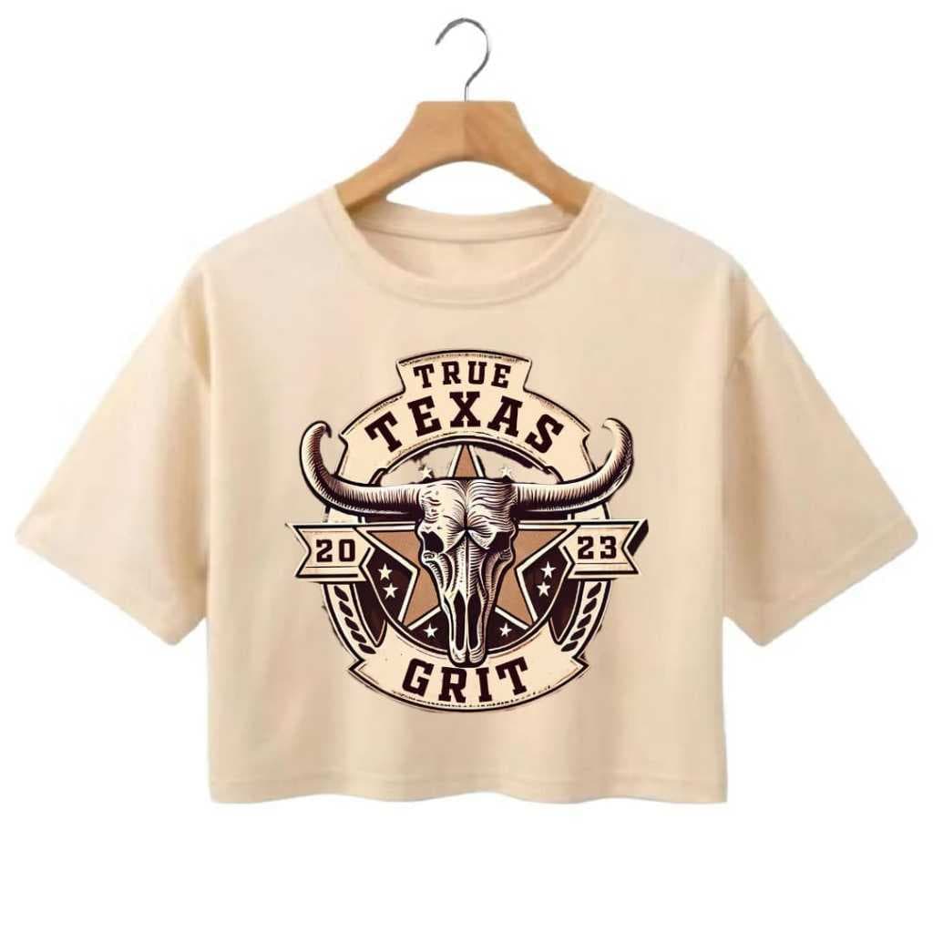 Cropped T-Shirt Texas Grit 100% Algodao Premium Lançamento