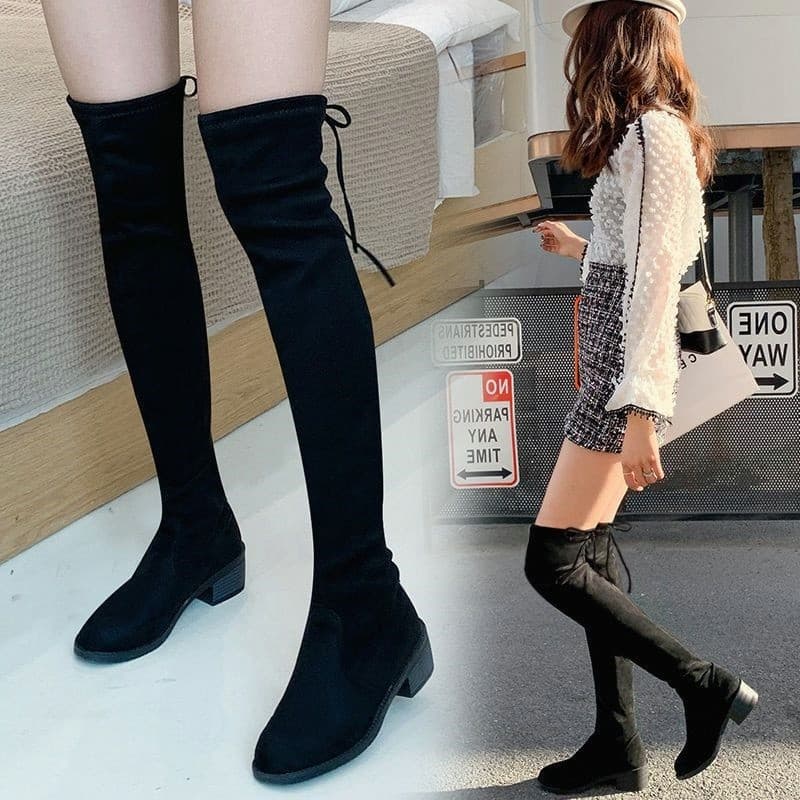 Mulheres acima do joelho botas outono inverno 2026 mais magro olhar fino alto Mid-Tube cavaleiro botas All-Match voar