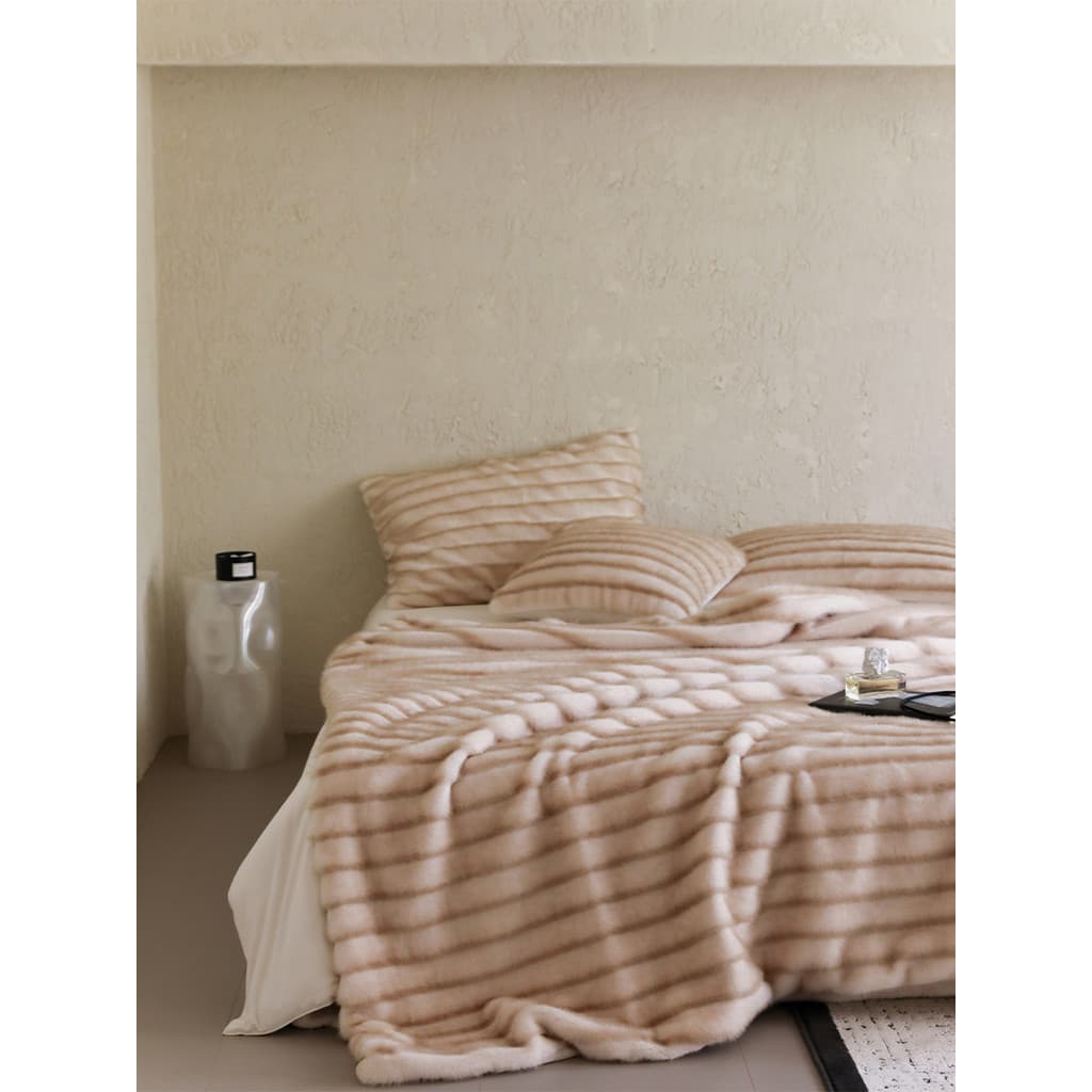 Aquecimento Aiyi | Premium luz luxo inverno engrossado vison velo listrado cobertor simples coelho italiano pelúcia sofá