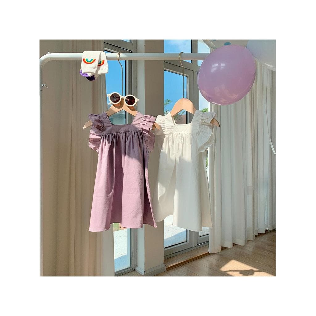Bebê menina vestido de verão vestido de manga voadora 2024 verão novo estilo crianças 2 crianças saia All-Match menina 4