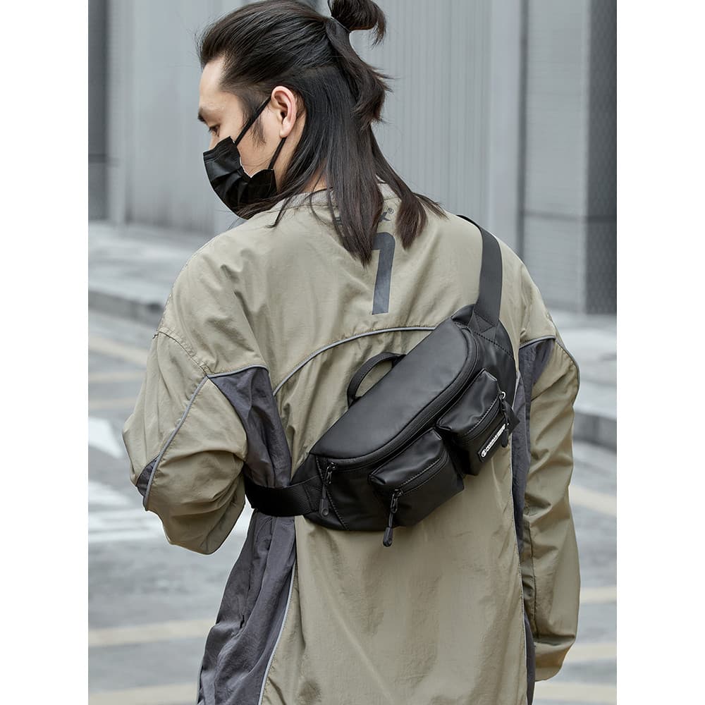 Bolsa mensageiro masculina 2025, novo estilo, roupa de rua, bolsa de peito, lazer, esportes, bolsa de cintura para celul
