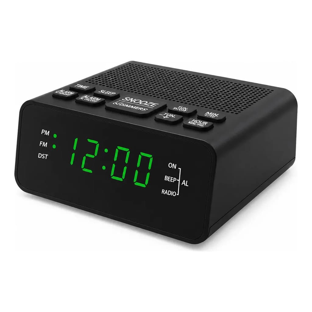 Rádio Relógio LED Digital LE-677 FM Despertador Soneca Som Claro Brilho Ajustável Alto-falante Mesa Cabeceira Moderno
