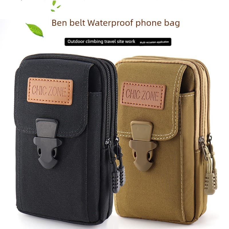 Saco de cintura masculino local de trabalho saco do telefone móvel usar cinto ao ar livre correndo resistente ao desgast
