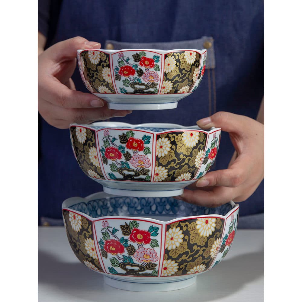 Estilo japonês estilo japonês talheres tigela de cerâmica Manxiangtang Underglaze cor cozido flor tigela de arroz tigela