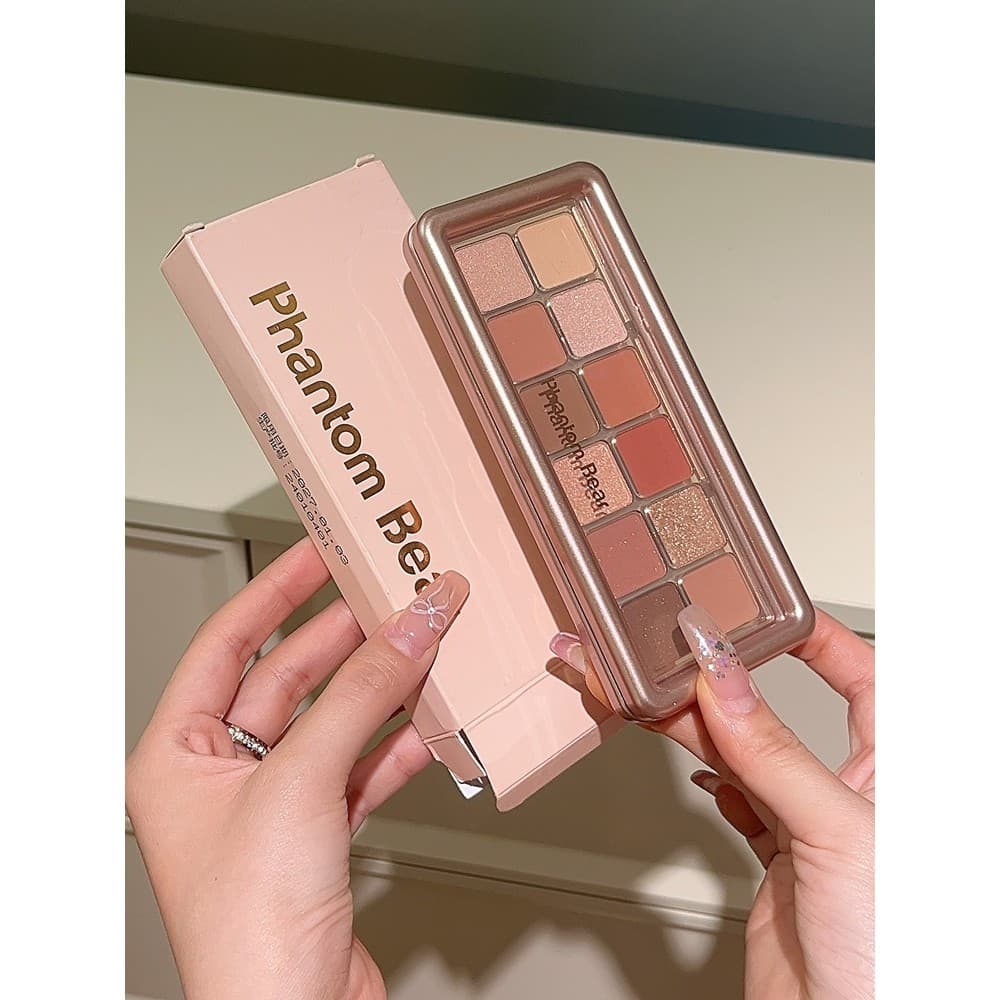 Fantasma urso damasco pêssego 12 cores paleta de sombras coreano puro desejo estilo rosa rosa paleta de sombras estudant