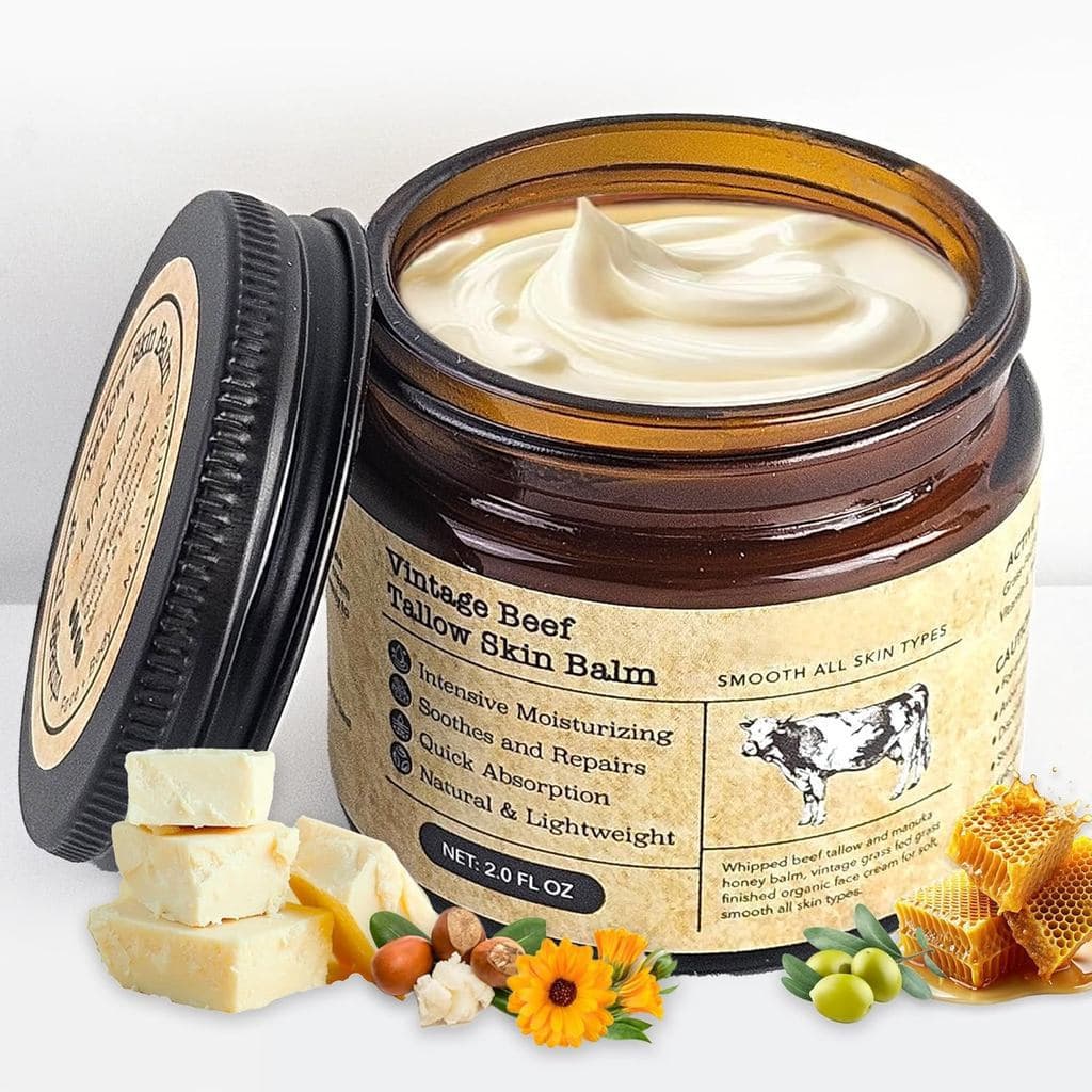 Bálsamo de Sebo de Boi com Mel para Pele Sensível: Hidratante 100% Orgânico de Sebo de Animais Alimentados a Pasto para