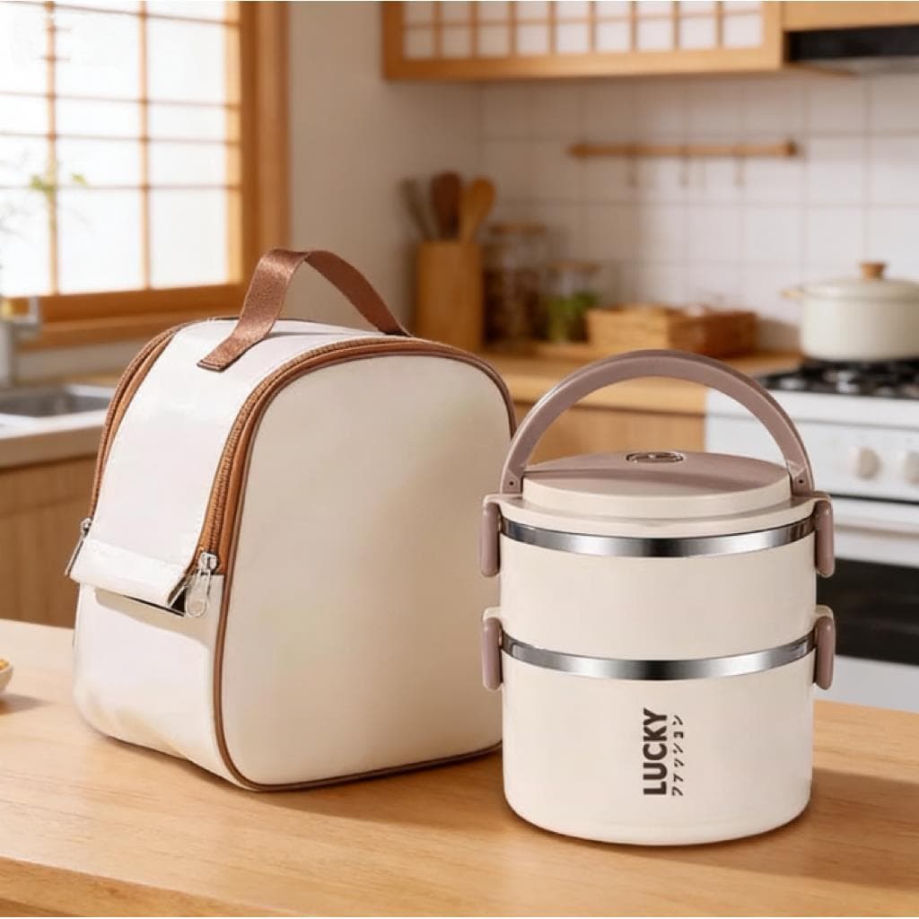 Newcomer Uma compra Caixa Bento multicamadas de grande capacidade Lancheira de aço inoxidável de camada dupla com tampa