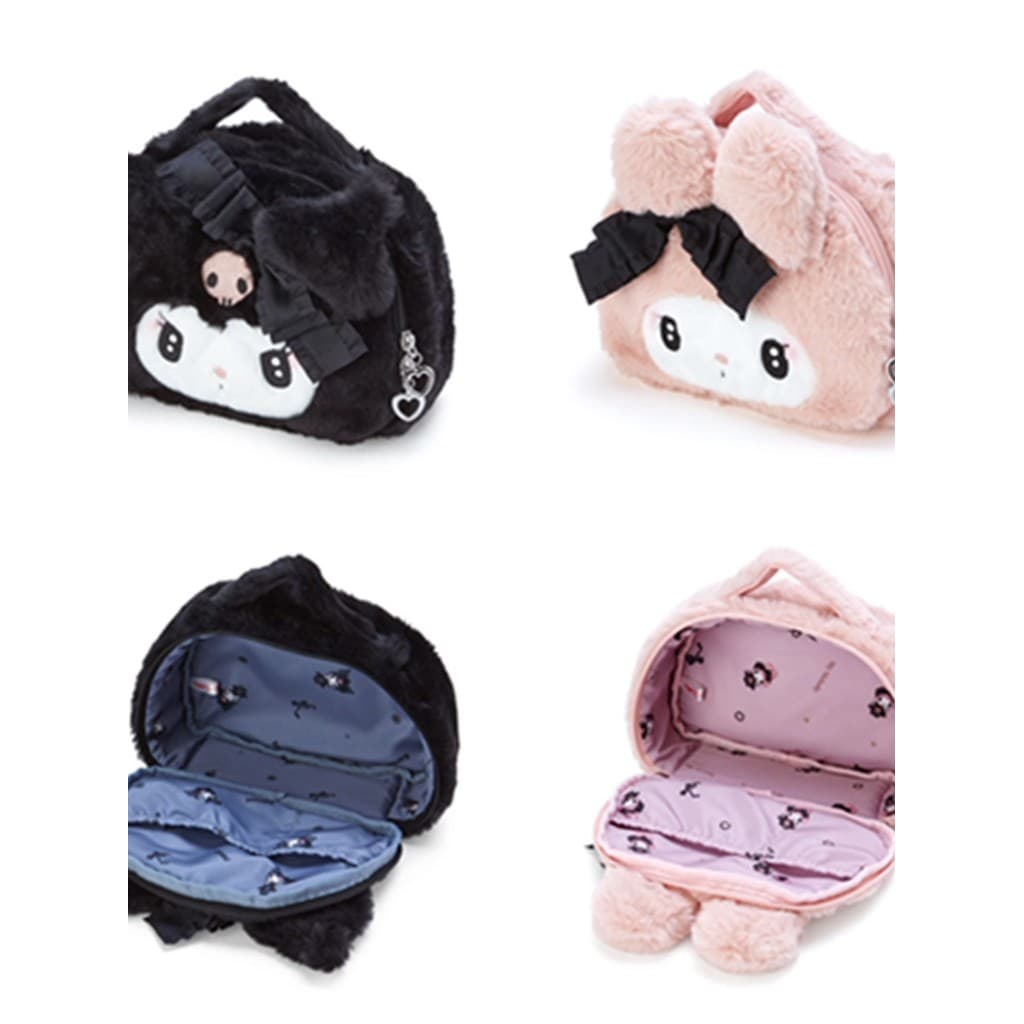 [Frete grátis] Armazém japonês em pó coelho grande capacidade bordado maquiagem bolsa de cosméticos de pelúcia bolsa de