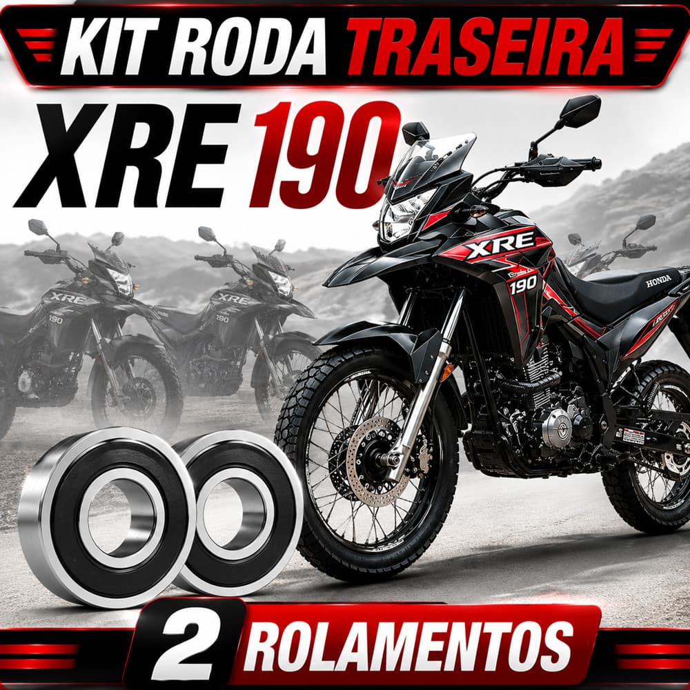 Kit 2 Rolamentos Roda Traseira Para Honda XRE 190 Todos Os Anos