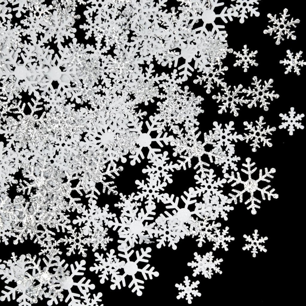 800 Peças de Confetes de Flocos de Neve Prateados para Decoração de Natal - Confetes de Neve Falsos para Artesanato, Sup