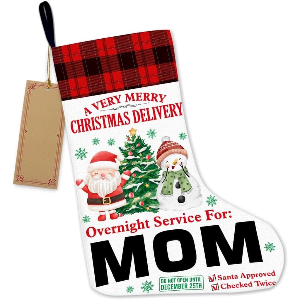 Meia de Natal Mukjyuyi para Mãe, Meia de Natal de Juta com Papai Noel para Presente de Mãe, Meia de Natal para Pendurar