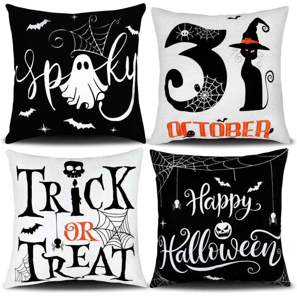 Decorações de Halloween com Fantasmas - Capas de Almofada 18x18in, Conjunto de 4, Capa de Almofada Gótica Assustadora de