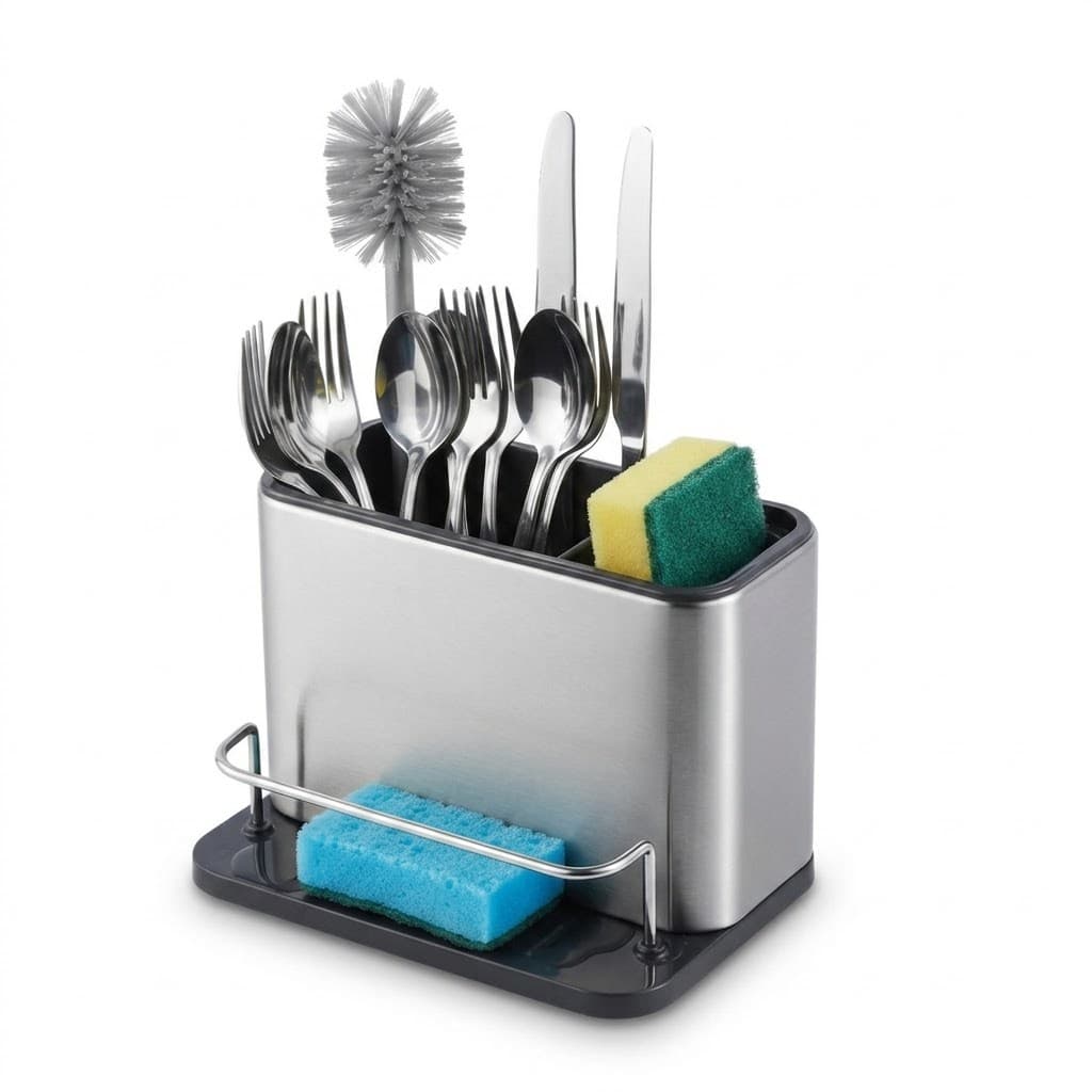 Organizador Pia Inox Porta Talheres Esponja Escova Drenagem Bancada Cozinha