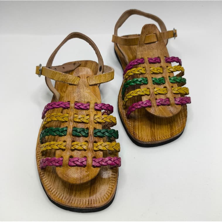 Sandalia de Couro Trançada Tradicional Promoção Colorida Feminina Trançada