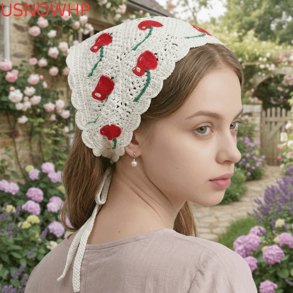 Turbante Triangular USNOWHP , Faixa De Cabeça De Malha Retrô Francesa , Lenço De Cabelo Feminino Boêmio Estilo Country C