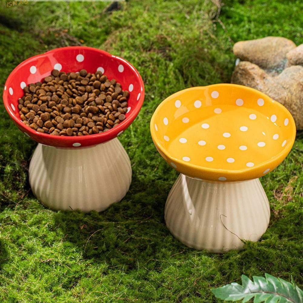Tigela De Gato De Cogumelo ISITAB , Pé Alto Fofa De Resina Para Animais De Estimação , Bacia De Alimentação De Comida De