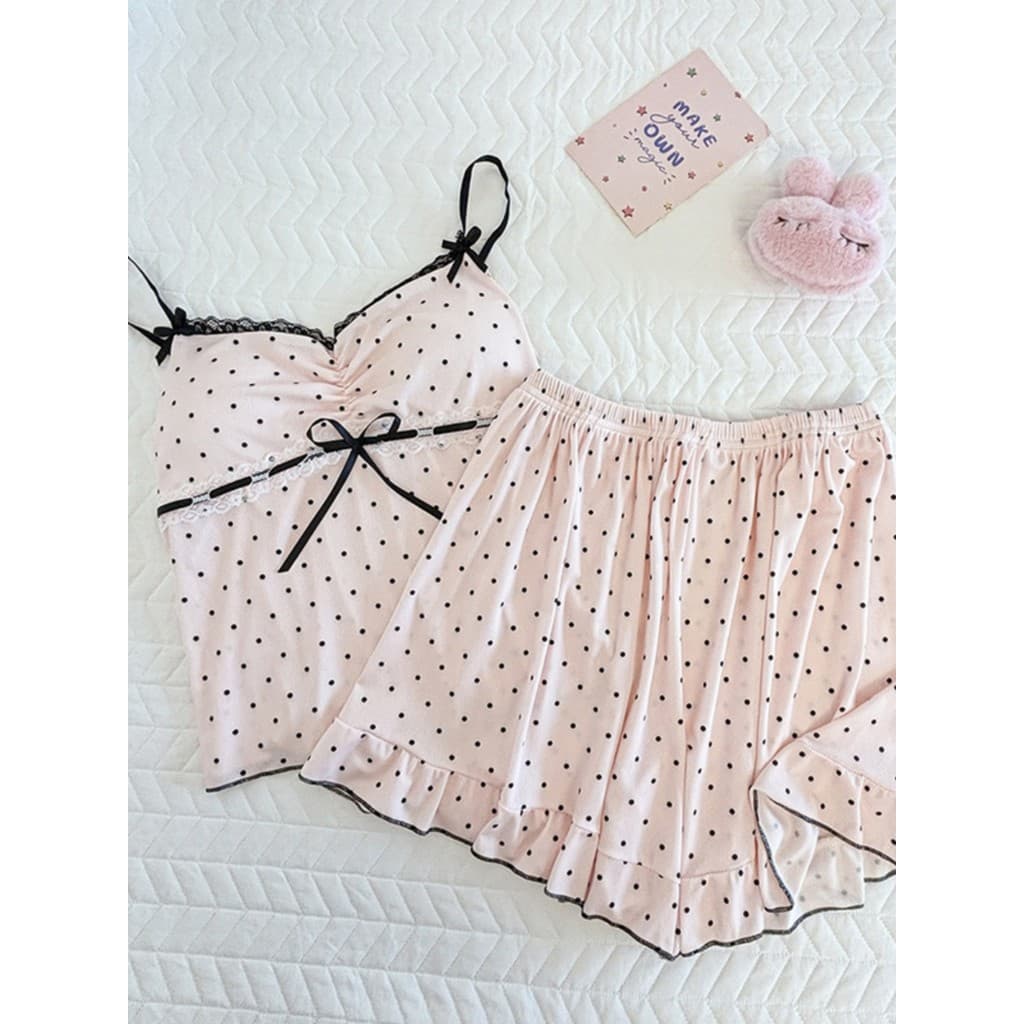 Sling pijamas feminino verão estilo fino rosqueado seda gelo sensação legal com almofada no peito senhoras verão rosa bo