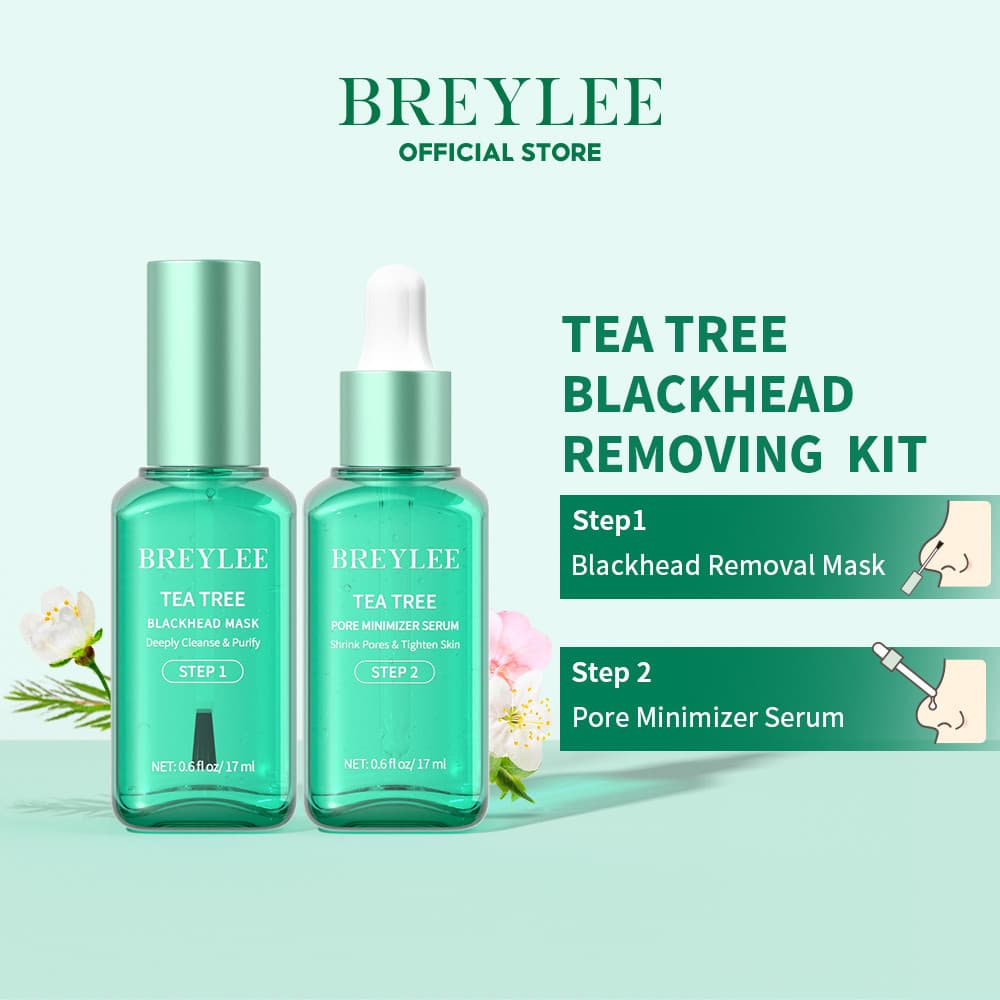 Máscara Removedora de Cravos BREYLEE (Nº 1) e Sérum Redutor de Poros (Nº 2), Limpa e Purifica Profundamente, Remove Crav