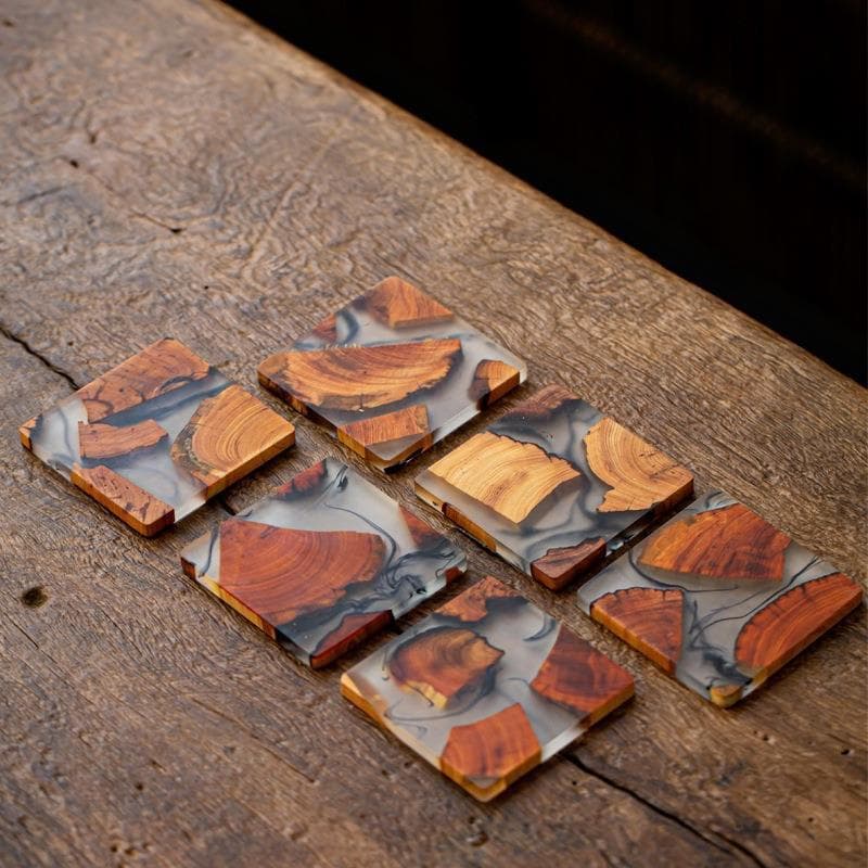 Sabor de lama artesanal resina de madeira maciça porta-copos de chá doméstico tinta Thuja Zen copo de água almofada de i