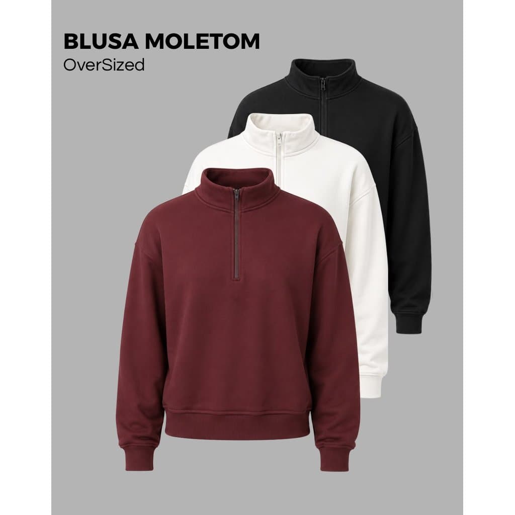 Moletom Feminino Blusa de Frio Peluciada Moletom Gola Alta Com Ziper Blusa Inverno 2026