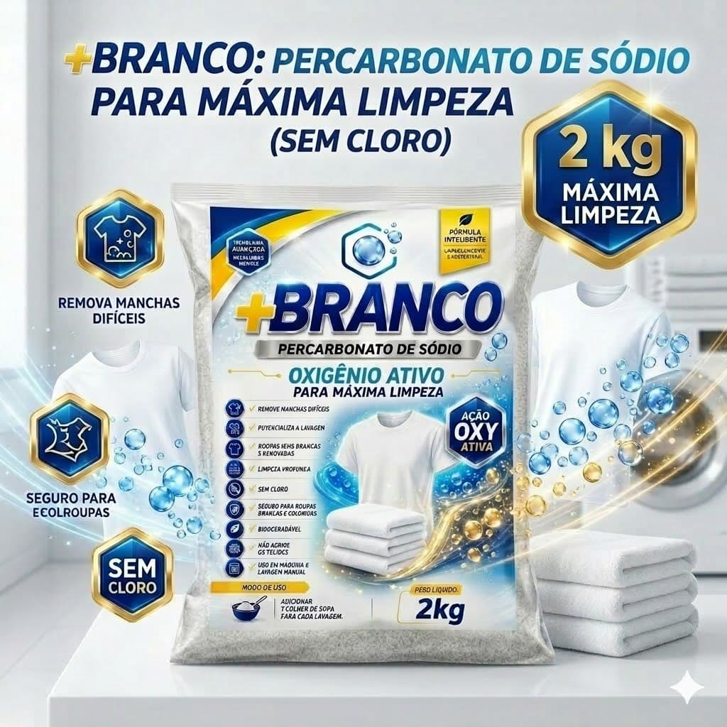 Percarbonato de Sódio 100% Puro Limpeza Em Geral Tira Manchas Roupas Brancas 500g/1kg /2kg