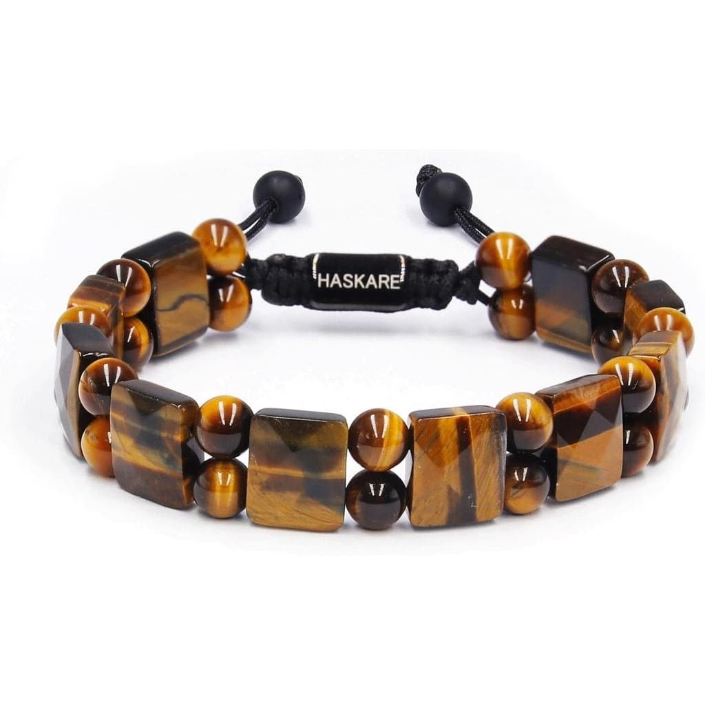 Pulseira de Olho de Tigre para Homens, HASKARE Pulseira de Contas para Homens, Pedra de Cura Energética, Cristais de Pro