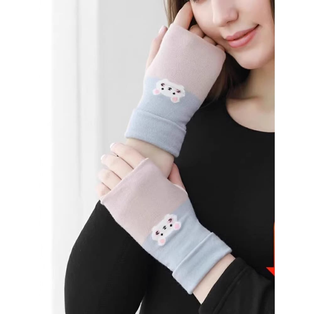 Luvas de meio dedo feminino inverno estilo fino primavera outono quente digitação metade sem dedos outono inverno estuda