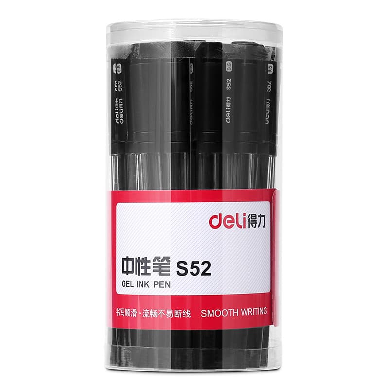 Deli S52 Gel caneta de carbono 0.5mm caneta tinteiro assinatura escritório deli papelaria caneta escrita 30 tubos