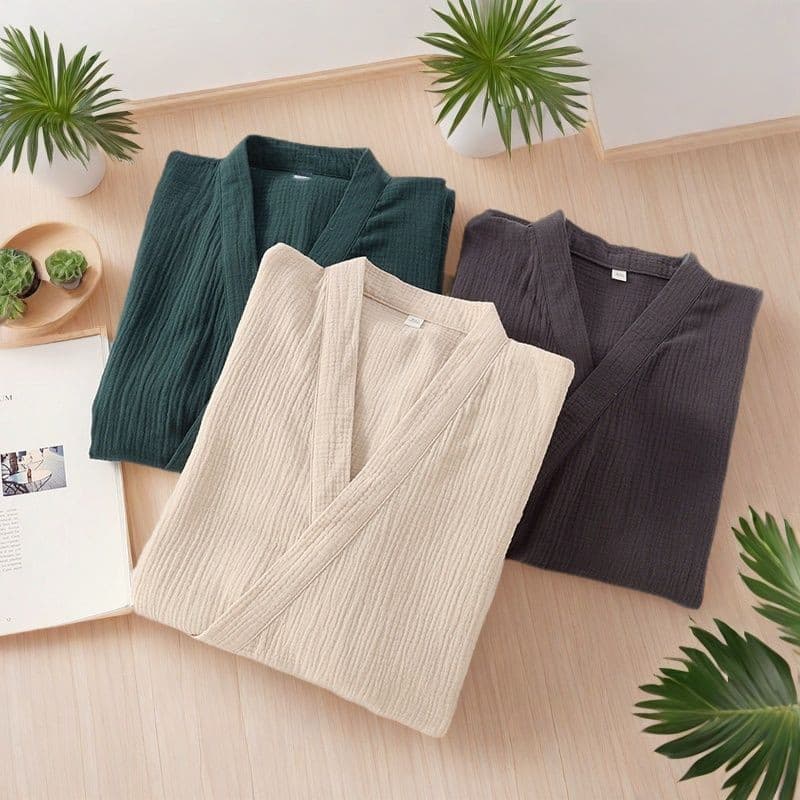 Camisola feminina quatro estações Universal puro algodão masculino casais japonês quimono pijamas primavera outono algod