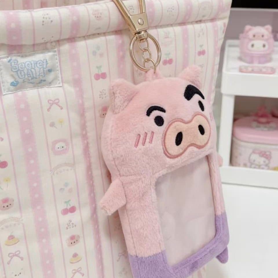 Crayon Shin-Chan Aidou Xiaobai pelúcia pescoço titular do cartão bonito dos desenhos animados Zuemon saco Gong Xiaoka re