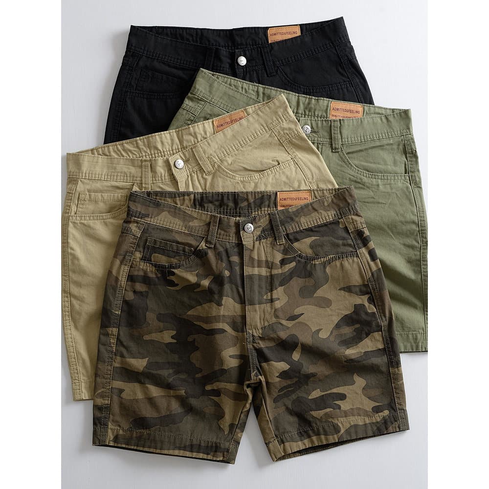 Calças americanas de três pontos japonês Retro camuflagem macacão reto verão masculino esportes casuais calças de quatro