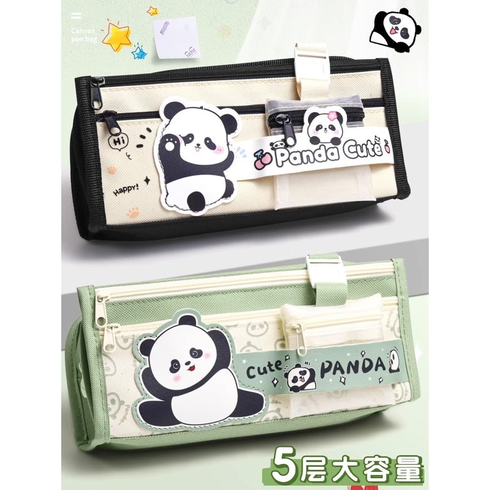 Estojo multifuncional Panda de 5 camadas de grande capacidade Bolsa de papelaria Meninos Meninas Caixa de papelaria Alun