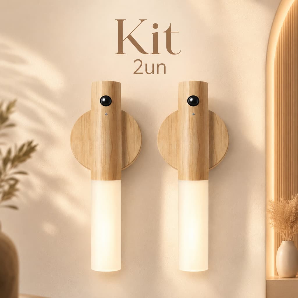 Kit 2 Luz Noturna LED Sensor de Movimento USB Recarregável Luz Armário Quarto