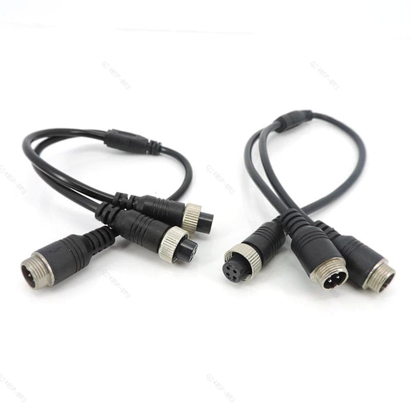 M12 4Pin Y Divisor Cabeça De Aviação Para Macho 2 Fêmeas Adaptador De Cabo De Extensão De 4 Núcleos Câmera CCTV BR24B3
