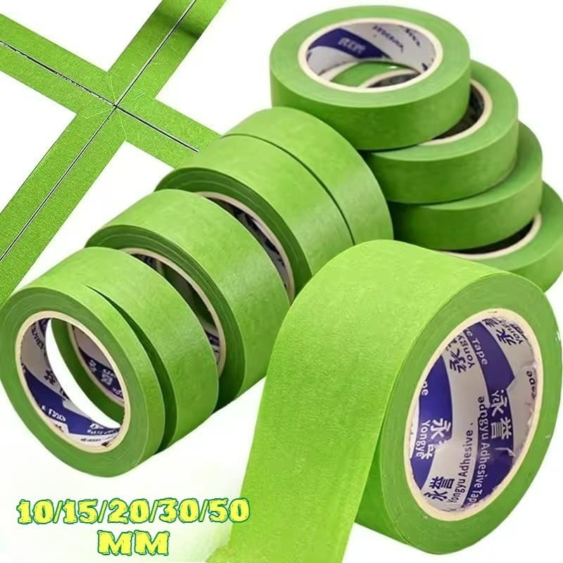 Fita De Papel Verde 10/15/20/30/50mm-Fitas De Enrolamento De Buquê Adesivas De Tinta-Adesivo Gravável Para Etiquetagem D