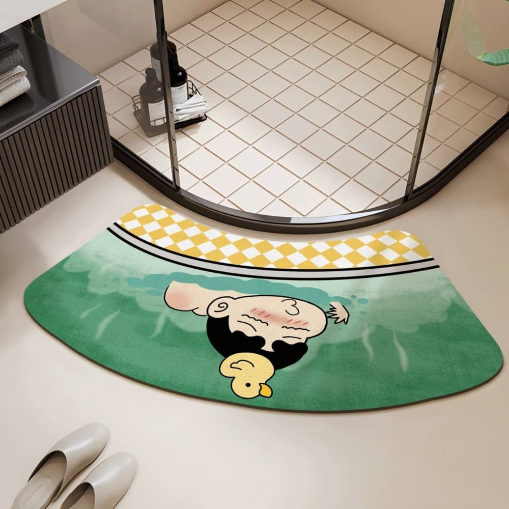 Curvo dos desenhos animados Diatom lama absorvente esteira porta de entrada do banheiro Anti-deslizamento de secagem ráp