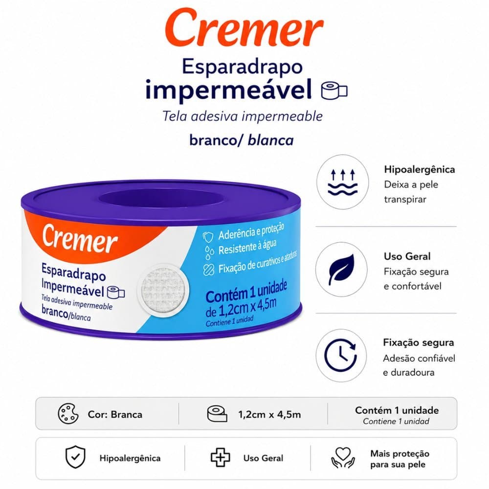 KT 2 UNIDADES DE ESPARADRAPO IMPERMEÁVEL - CREMER 12,5MM X 4,5M