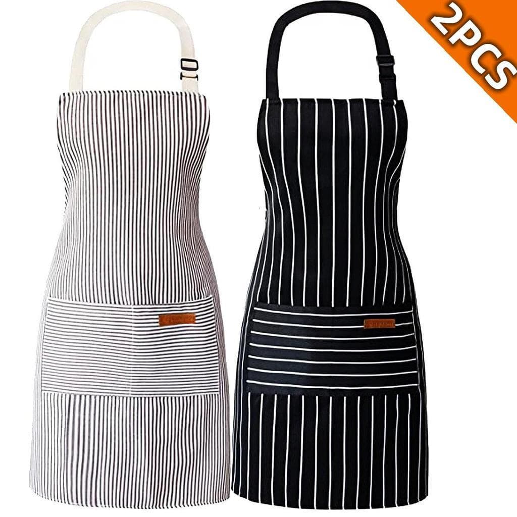 Avental de cozinha/universal, unissex, ajustável, com bolsos, conjunto de 2 peças, disponível em várias cores.
