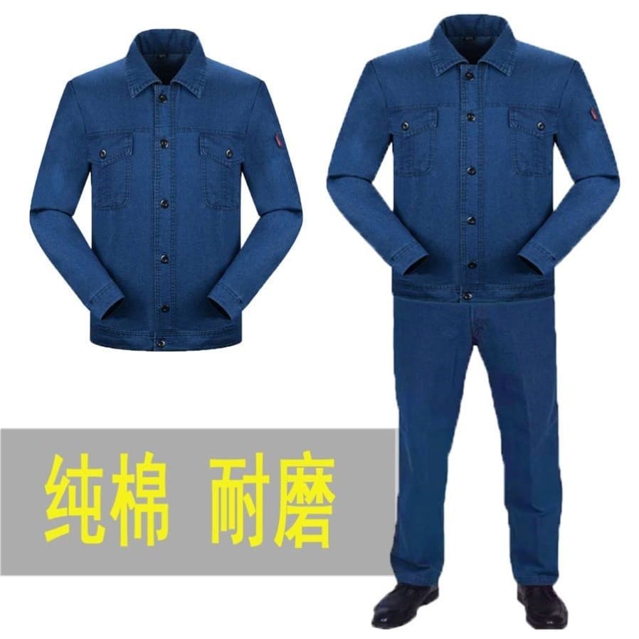 Verão fino Denim workwear terno masculino de manga comprida puro algodão respirável soldagem Anti-escaldante reparação d