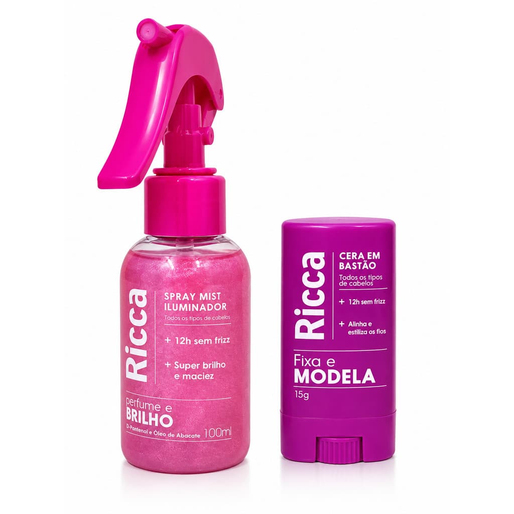 Kit Spray Mist iluminador Brilho Mist e Cera Fix/ 0 Frizz Ricca