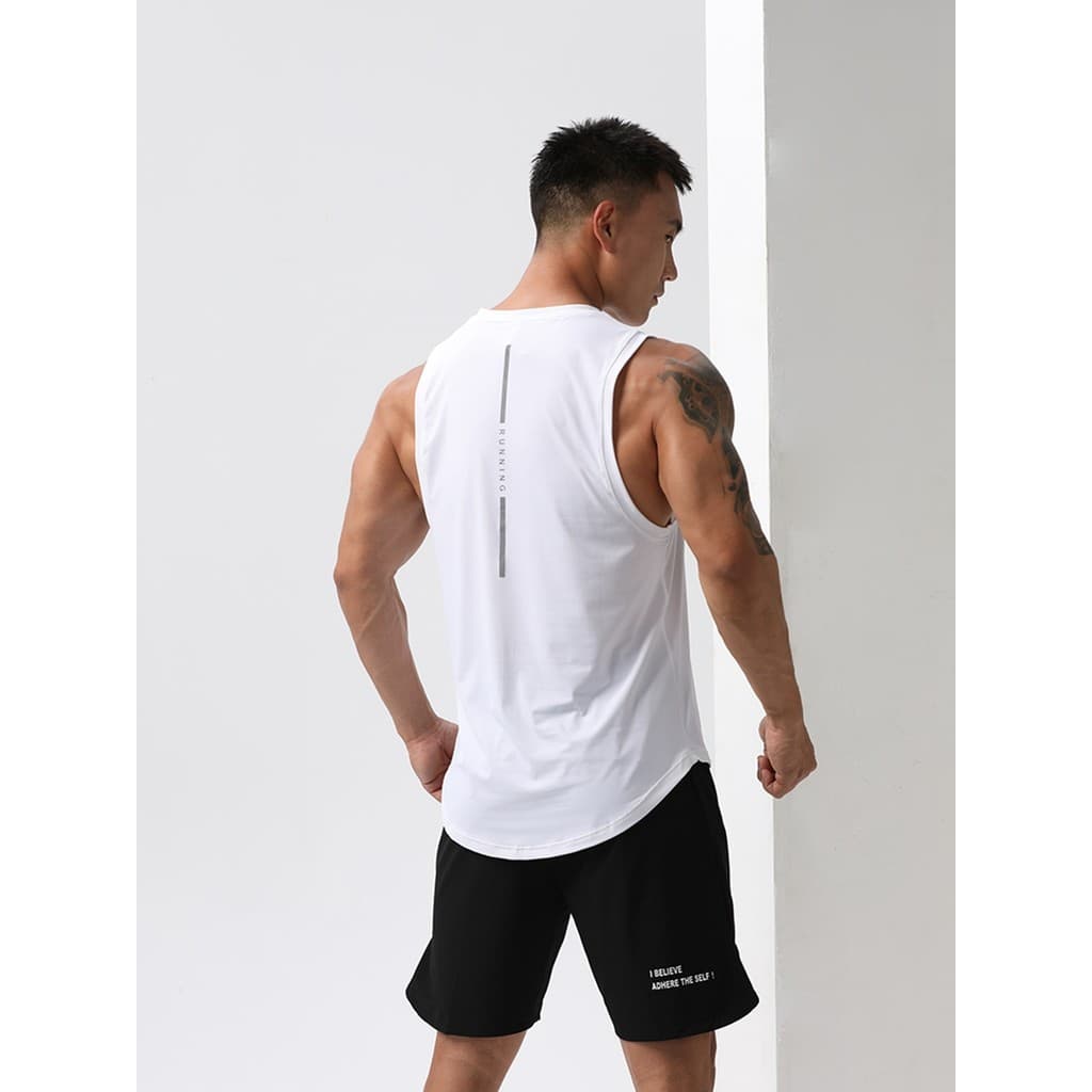 Colete de fitness masculino colete esportes topo verão fino-ajuste gelo seda de secagem rápida camiseta treinamento corr